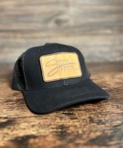 Black Leather Patch Hat