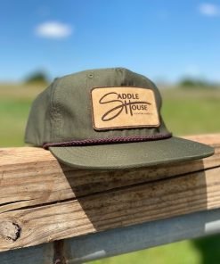Military Green Leather Patch Hat