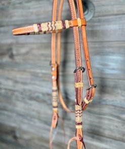 Rawhide Braided Tooled Browband Headstall